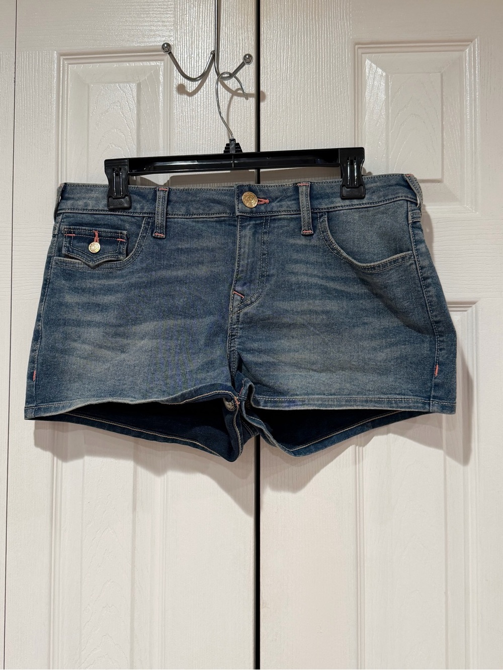 True Religion Women's Denim Shorts in Blue Wash